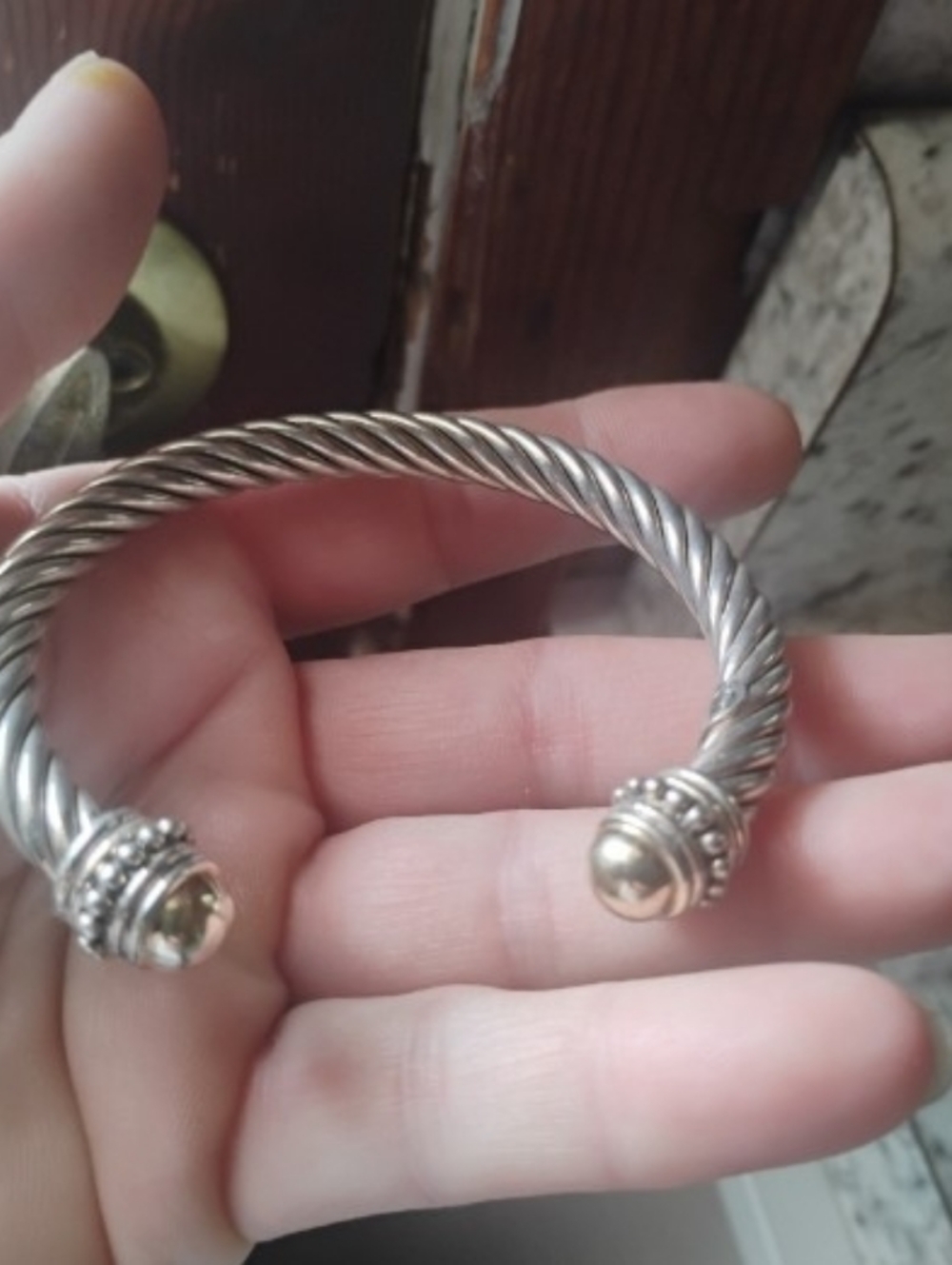 Sterling Silver & Gold Cable Cuff Bracelet